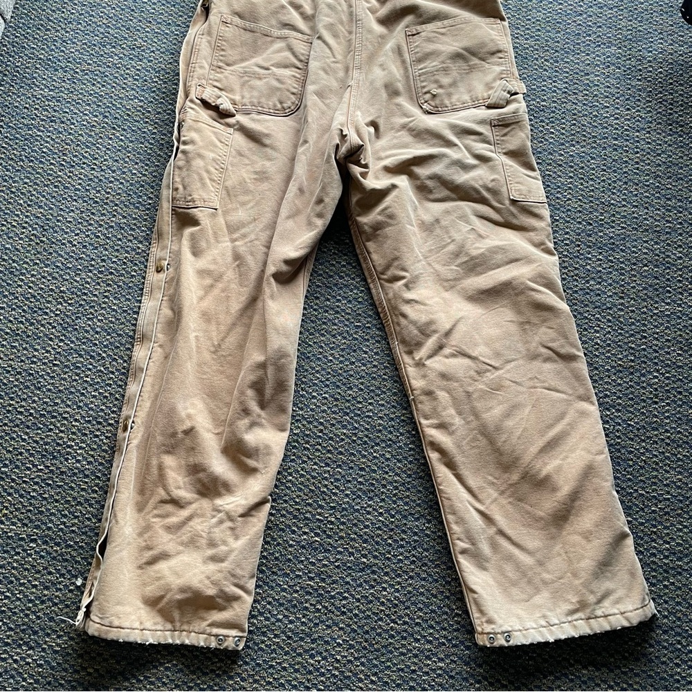 Carhartt Vintage Double Knee Insulated Cargo Work Overalls Distressed USA 38x34 - Picture 6 of 16